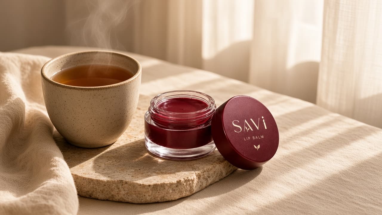 Morning light, a cup of tea, and Manjistha & Ratanjoth Lip Balm